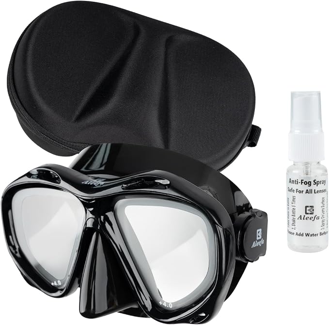 Hyperopia Diving Mask, +2.0 to +5.0 Farsighted Presbyopia Snorkel Mask, Tempered Glass Lens, Anti-Fog Leakproof Silicone Seal for Men Women Underwater Vision