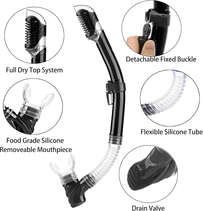 Snorkeling Gear for Adults with Fins Scuba Diving Gear Adult Professional Travel Snorkel Sets with Flippers,Anti-Fog Anti-Leak Diving Mask
