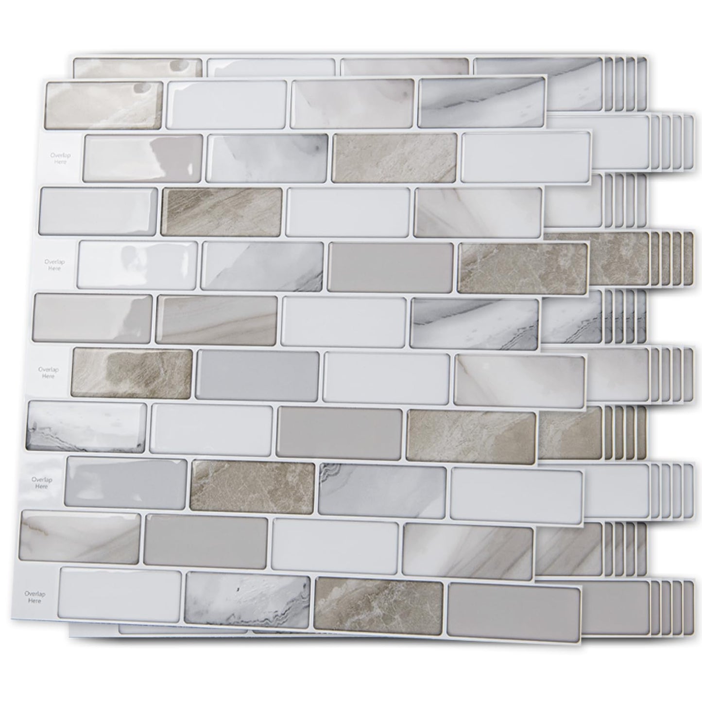 Art3d 10-Sheet Peel and Stick Backsplash Tile for Kitchen - 12”×12” Stick on Wall Tile for Kitchen Bathroom Countertop Living Room, Beige & White