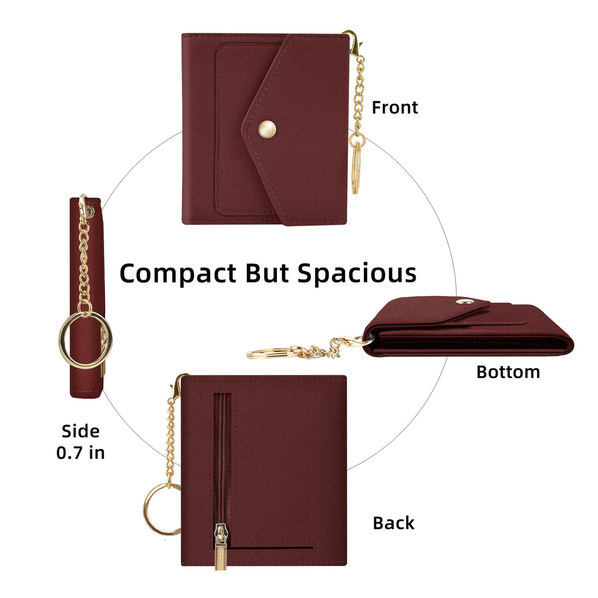 Gostwo Womens Wallet RFID Blocking Small Wallets Woman Credit Card Holder Trifold Ladies Wallets with Coins Zipper Pocket(Red Deep)