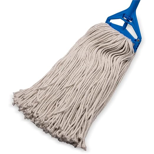 SPARTA Flo-Pac Cotton Mop Head, Cut-End, Narrow Band with White Band for Organized Cleaning, 44 Inches, Tan, (Pack of 12)