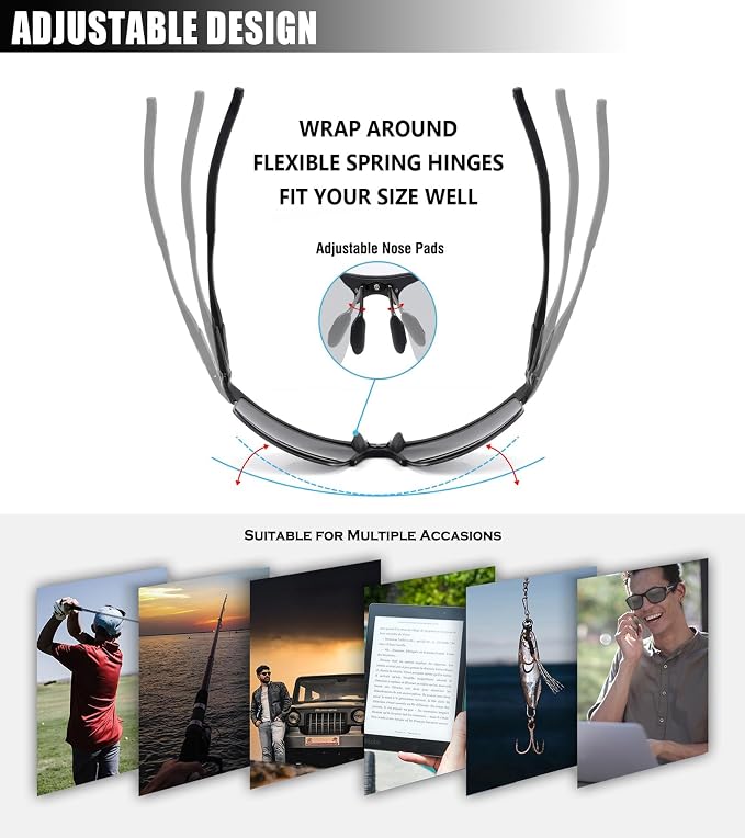 SKYOAK Sports Bifocal Reading Sunglasses Men Wrap Around UV 400 Protection Aluminum Frame Glasses Spring Hinge Semi Rimless Sun Readers Built In Driving/Running/Fishing Black, 2.5