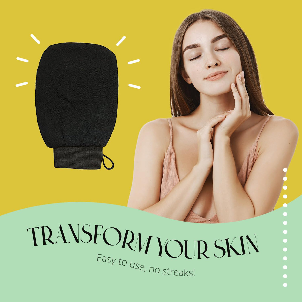 Skinerals Premium Exfoliating Mitt, Body Scrubbing Glove for Self Tan Prep & Smooth Skin, Reusable Tan Exfoliator Mitt for Tanning Mousse, Lotion, or Spray