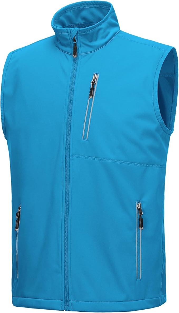 33,000ft Men's Windproof Lightweight Golf Vest Outerwear with Pockets, Softshell Sleeveless Jacket for Running Hiking Sports
