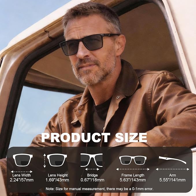 Missfive 2-Pack Mens Snazzy Bifocal Sunglasses with Readers Built-in, Rugged TR90 Lightweight Vented Temples, Dark Outdoor Reading Glasses UV400 Sun Protection for Driving/Travelling, 2.5x