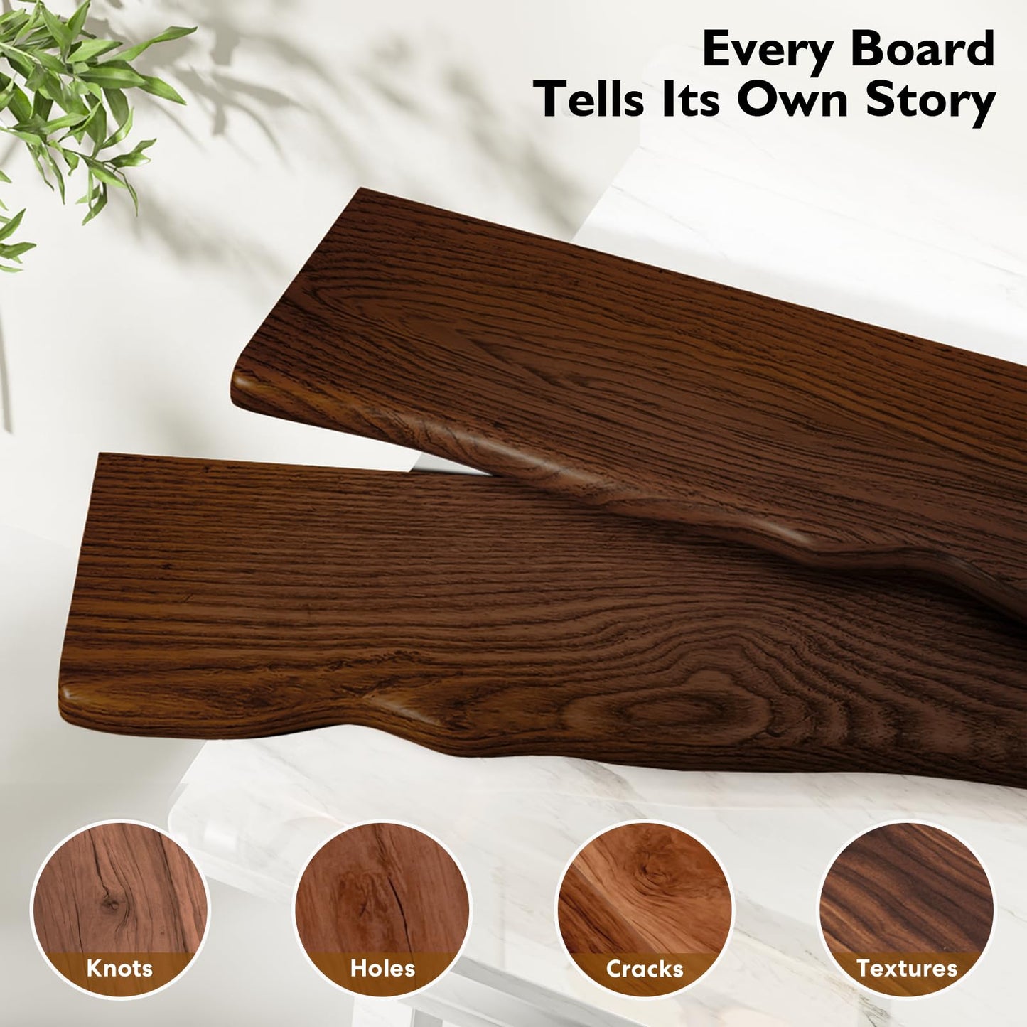 Avytronx Solid Wood Live Edge Floating Shelves Set of 2 – 36" Rustic Wall Shelf with Hidden Bracket System, Wall Mounted Shelves for Bathroom, Kitchen, Living Room, Bedroom (Walnut)
