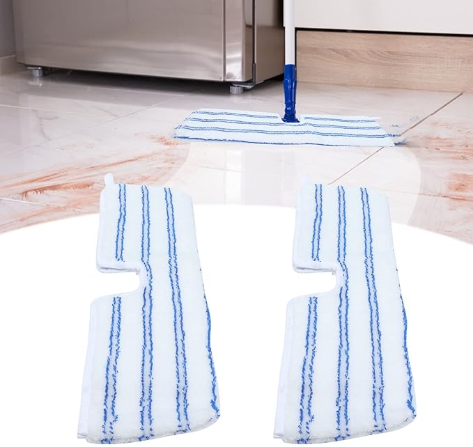 2 Pack Microfiber Mop Replacement Heads，Compatible with O-Cedar Dual Action Flat Mop for Dry/Wet Use Machine Washable Reusable Flip Mop Refills All Surface Cleaning(Blue White Stripe)