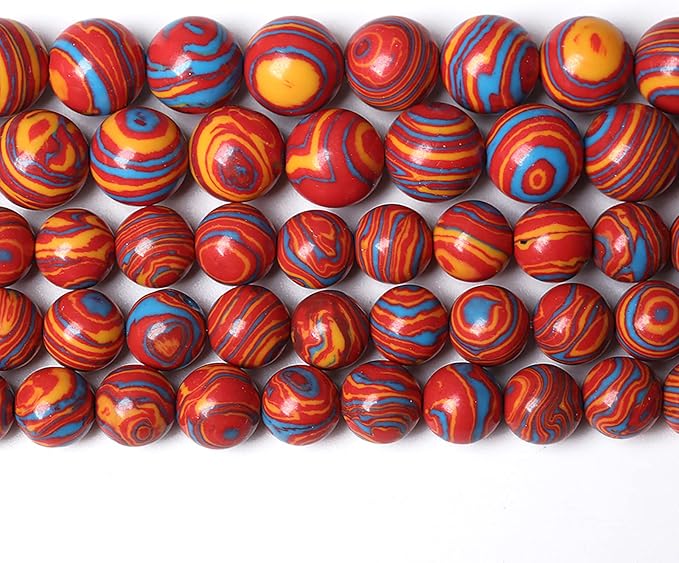 46PCS 8mm Natural Orange Malachite Beads Round Loose Stone Beads for Jewelry Making DIY Bracelet Necklace 15 Inch,Energy Stone Healing Power