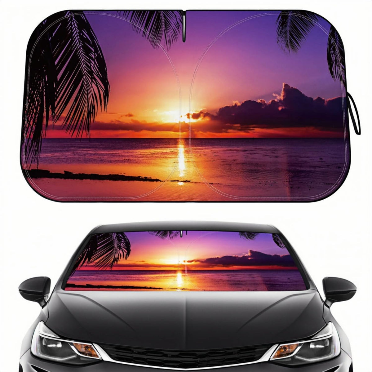 Car Windshield Sun Shade - Reflector Sunshade Offers Ultimate Protection for Car Interior, Cool Reflective Sun Blocker Fits Small Sedans, Mini SUVs