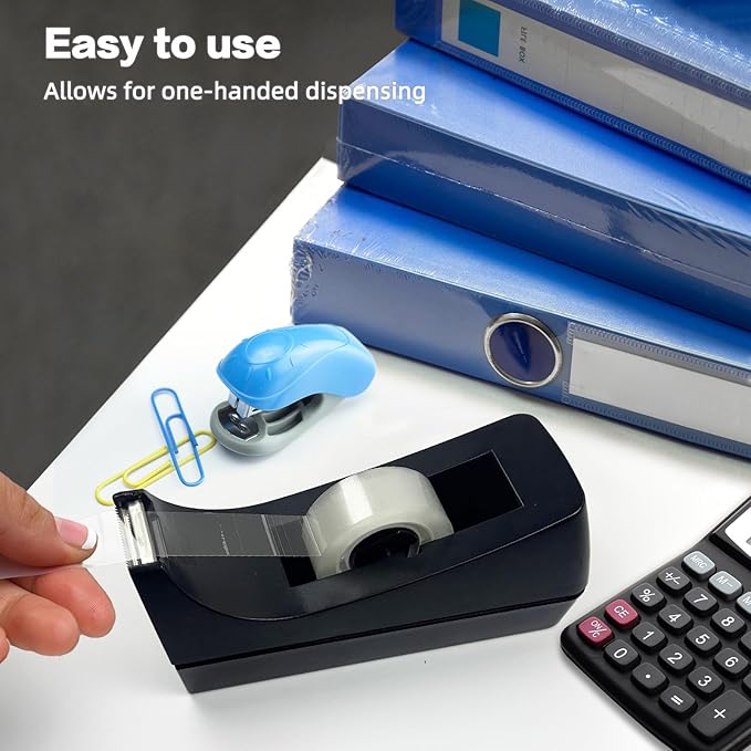 10 Pack Desktop Tape Dispenser Bulk Black Tape Roll Dispenser Non Skid Base Desk Tape Holder for Office School Home (Tape Not Included)