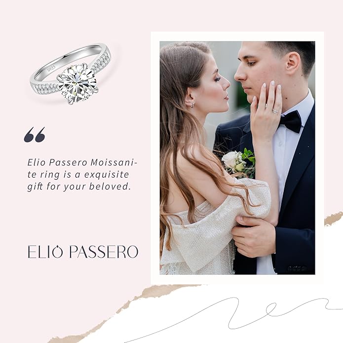 Moissanite Engagement Rings for Women,Promise Rings 925 Sterling Silver with 18K Yellow/White Gold Plated,D Color VVS1 Wedding Band Moissanite Ring 0.5/1/1.5/2/3/4CT