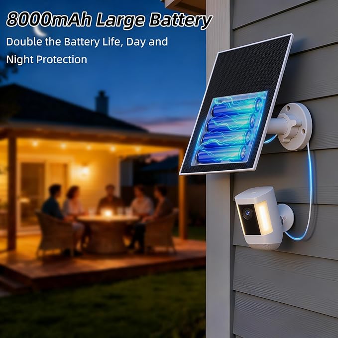 LIYVZ 5W Solar Panel for Ring with 8000mAh Battery, Compatible with Ring Spotlight Cam Plus & Stick Up Camera Solar Panel for Ring Camera