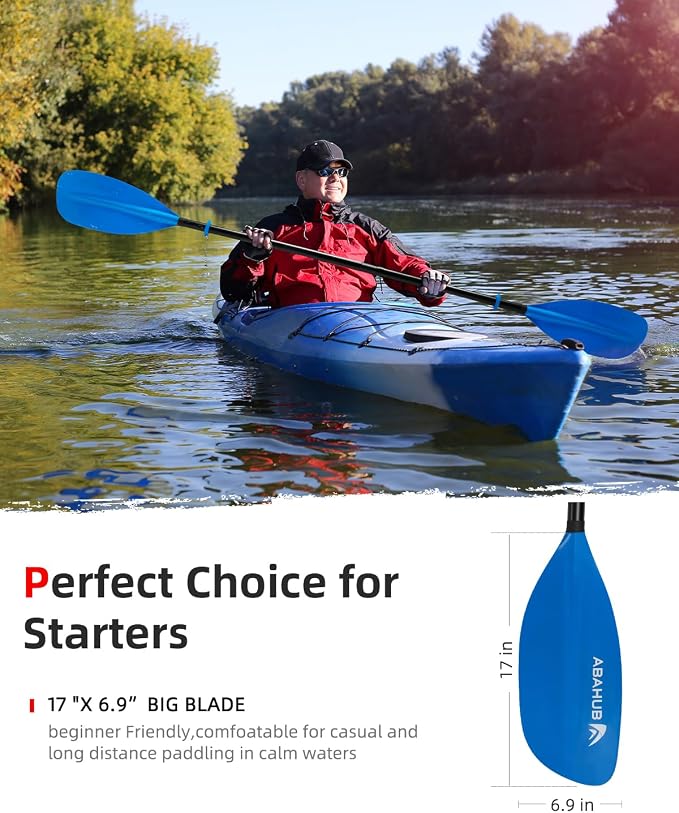 Abahub Adjustable Kayak Paddle 210-230 cm/ 230-250 cm Floating Kayaking Oars Boating Oars Canoeing Oars Black
