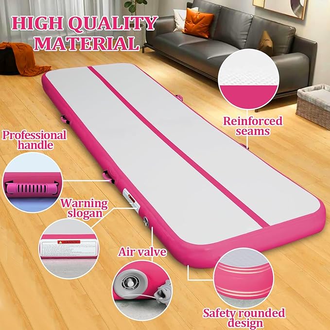 Air Mat Tumble Track, Gymnastics Mats Tumbling Track with Electric Air Pump for Home Use Cheerleading Training Kids Gym Yoga