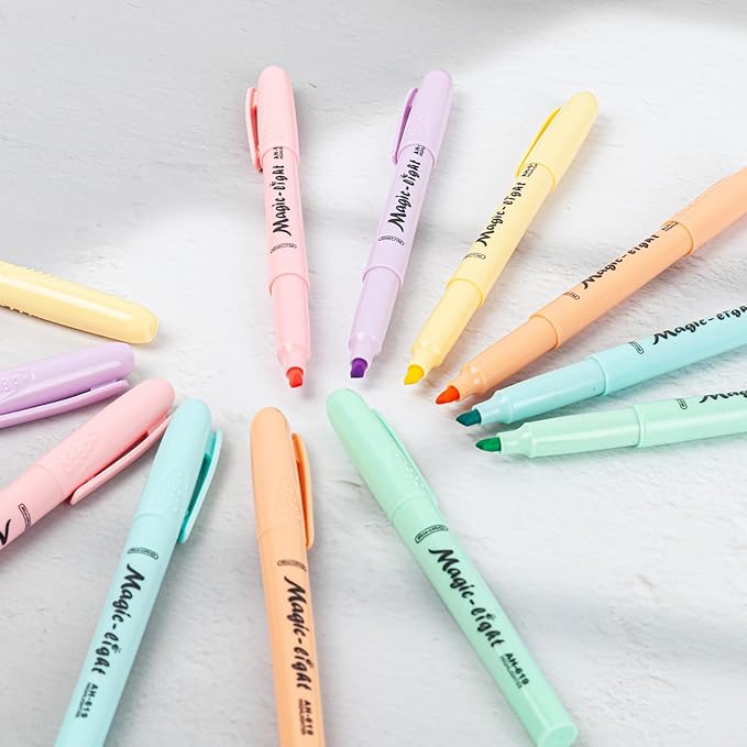AIHAO Pastel Highlighters, Assorted Color, Chisel Tip Marker Pen, 12Pack, No Bleed, Aesthetic Cute Highlighter, Ideal for School Office Supplies.