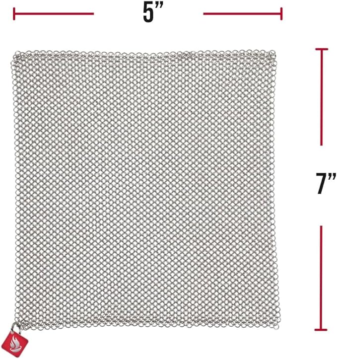 Knapp Made Chainmail Dishcloth 7”x5” - Replace Your Dirty Sponge - All Purpose Kitchenware, Pots & Pans Cleaner - Lasts a Lifetime