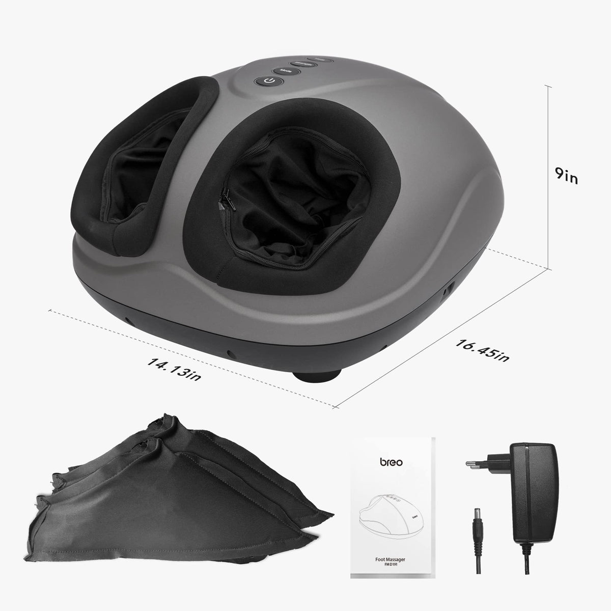 Breo Foot Massager with Heat, Deep Tissue Kneading, Shiatsu Massage Machine for Relax, Relieve Foot Pain, Plantar Fasciitis, Fits Feet Up to Men Size 12, Mother's Day Gift