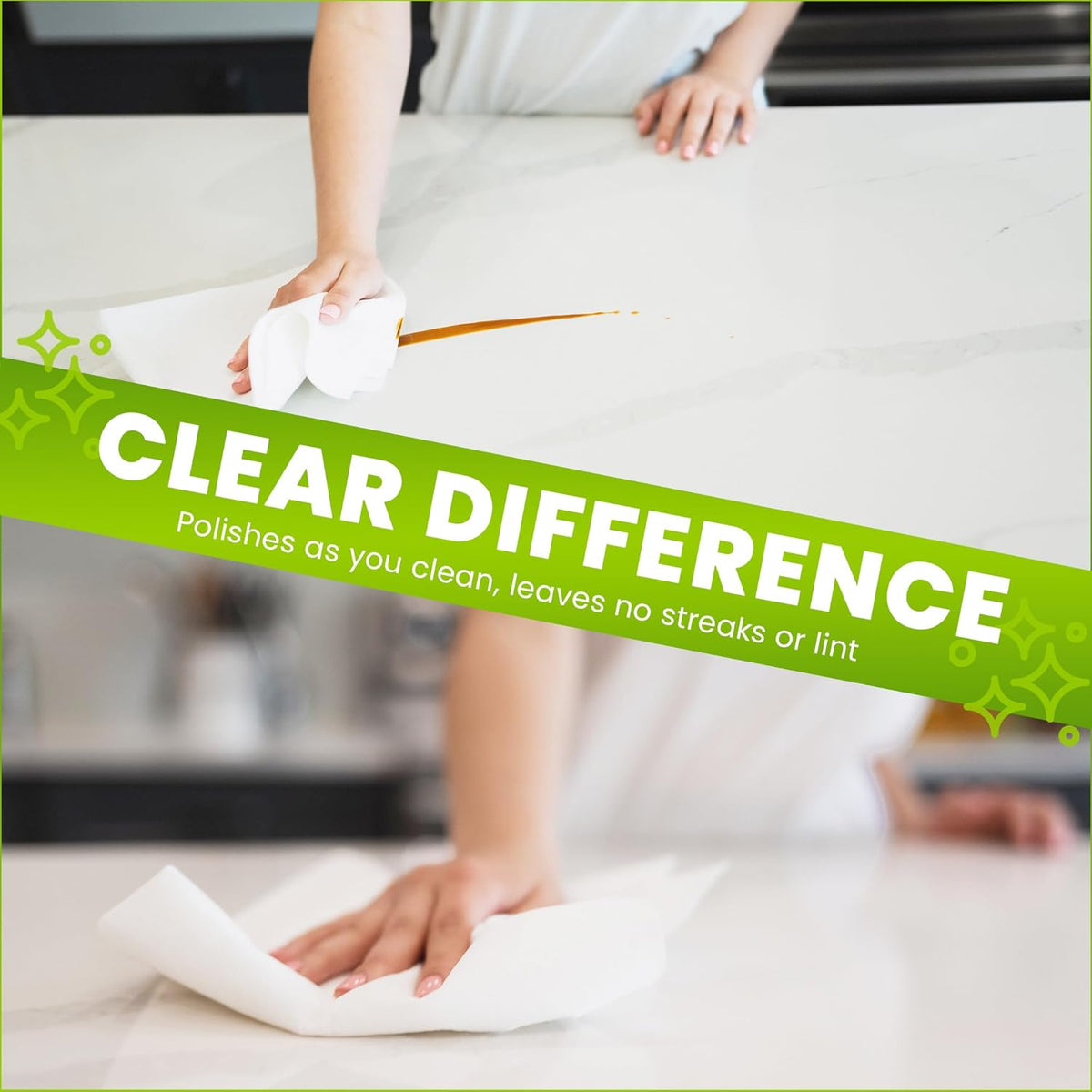 4-Pack Reusable Cleaning Cloths for Streak-Free Windows, Mirrors & All-Purpose Use – Chemical-Free, Absorbent, Non-Abrasive, 16" x 16" White Cleaning Rags, Made in The USA