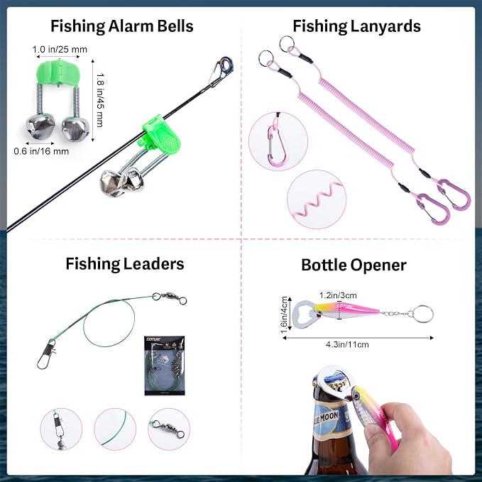 Goture Pink Fishing Rod and Reel Combos with Cooler Tackle Bag, 6FT-9FT Telescopic Fishing Pole with Spinning Reel,4 3600 Trays,Lures,Pliers,Travel Full Kit for Freshwater Saltwater, Women/Beginners