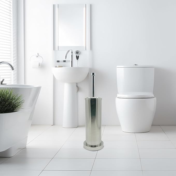 Brushed Nickel Toilet Bowl Brush with Holder, Durable Bathroom Cleaning Tool, Modern Design for Easy Toilet Maintenance, Bathroom Cleaner Brush for Efficient Cleaning and Hygiene