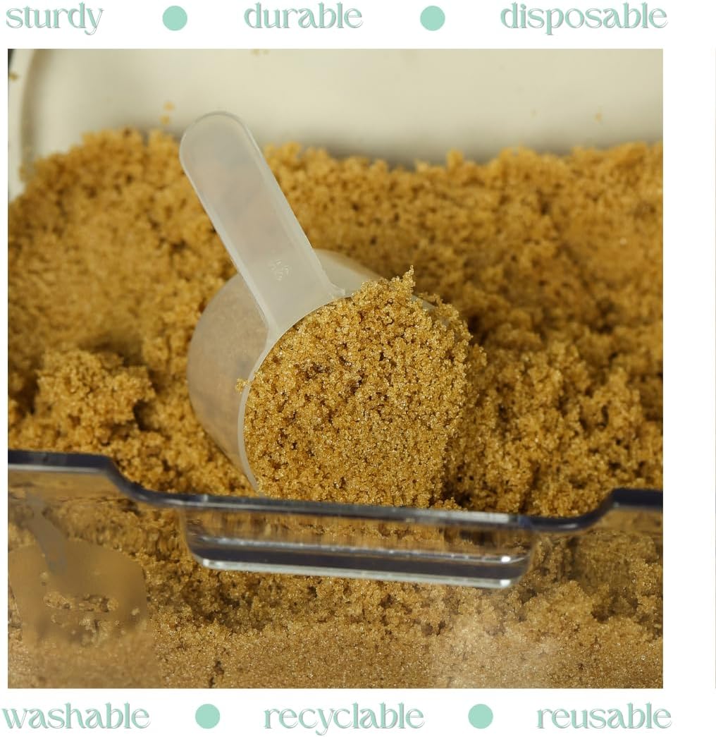 4 Pack – 2 Tablespoon Plastic Measuring Scoop – 1/8 cup / 29.6cc / 29.6 ml / 1 oz. – for Protein, Powders, Coffee, Milk Powder, Laundry Soap
