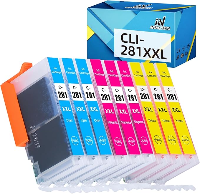CLI-281 XXL Cyan/Magenta/Yellow-3 Color Ink Compatible with Canon 281XXL CLI281 Value Pack Work for Pixma TS6120 TS8120 TR7520 TR8520 TS9120 TS6220 TS8220 TS9520 TS9521C