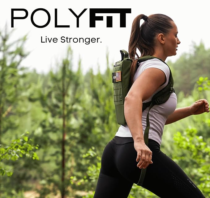 Polyfit Rucking Backpack 2.0 - Weighted Ruck Pack for Weight Plates - Patent Pending Side-Loading Rucksack for Walking, Running, Rucking, Strength and Endurance Training - Black
