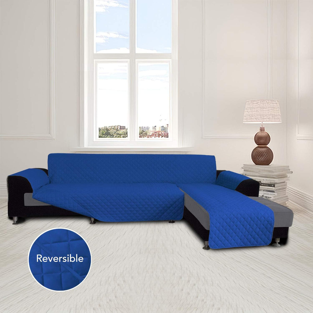 Easy-Going Sofa Slipcover L Shape Sofa Cover Sectional Couch Cover Furniture Protector Mat for Pets Dog Cat (X-Large, ClassicBlue/ClassicBlue)