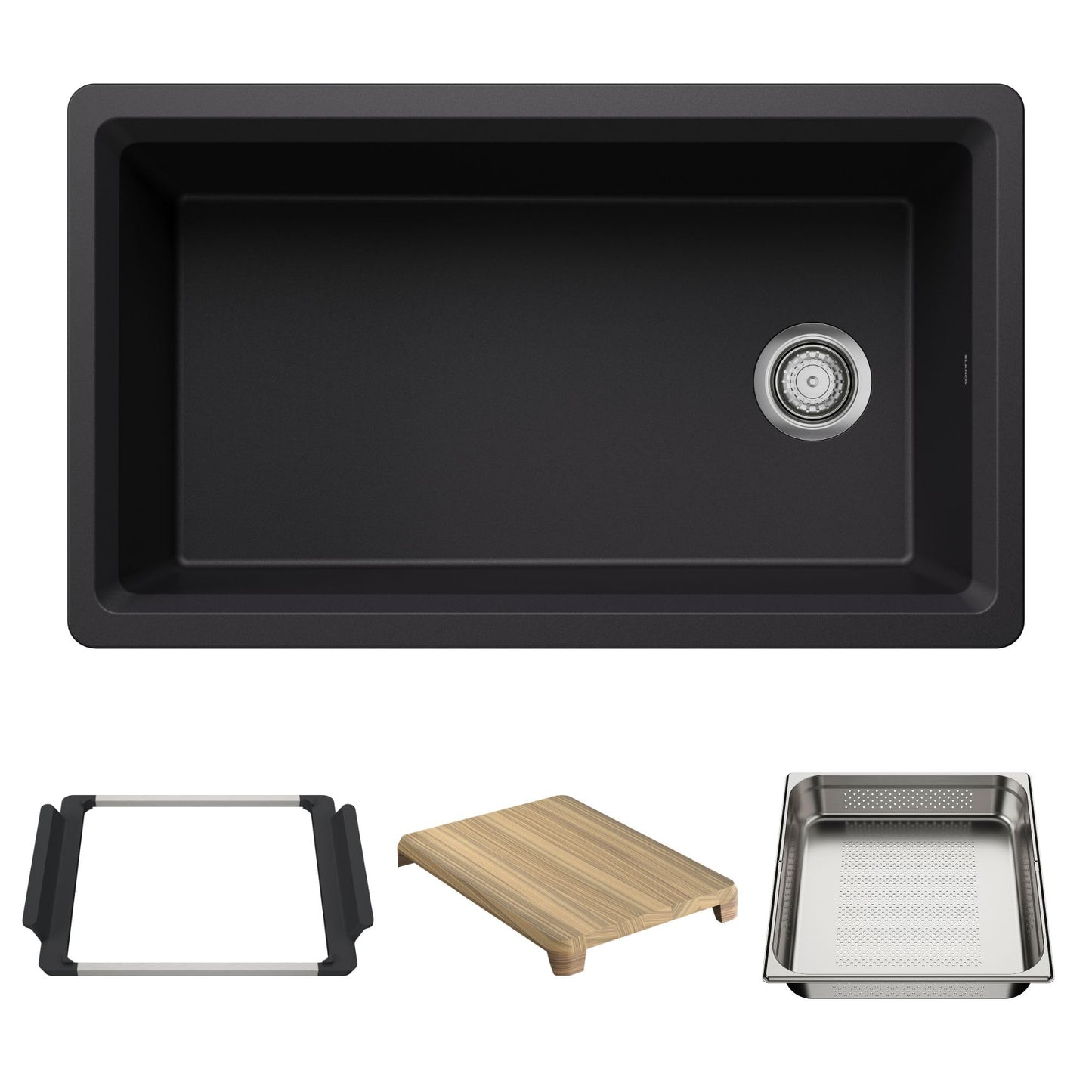 Blanco Inteos 33" Undermount Single Basin Granite Composite Kitchen Sink with Colander and Cutting Board