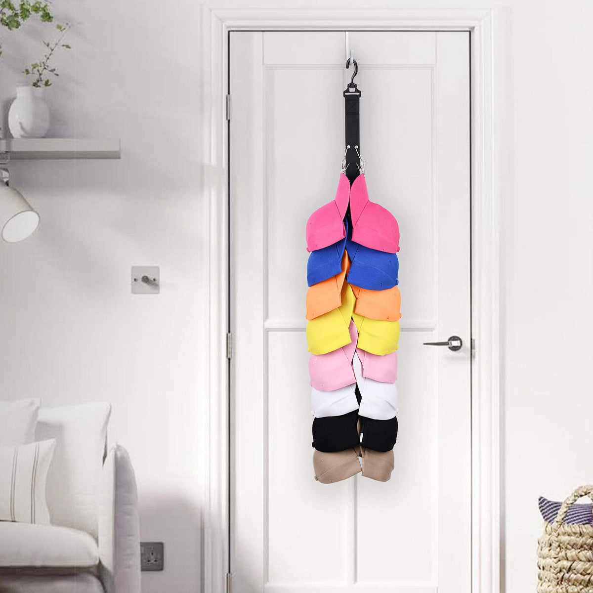 Closet Hanging Cap Organizer, 16 Baseball Cap Rack, Closet Hook Cap Holder Hat Storage Organizer - Keep Hats Cleaner Than a Hat Rack (1 Pack)