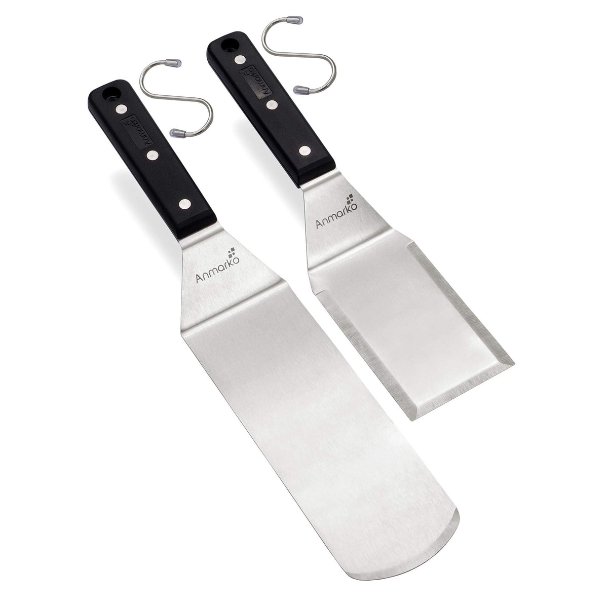 Anmarko Grill Spatula Set - Long Metal Spatula Spatula - Griddle Scraper and Pancake Flipper or Pizza Spatula - Offset Spatula - Stainless Steel Utensil Great for BBQ Grill Flat Top