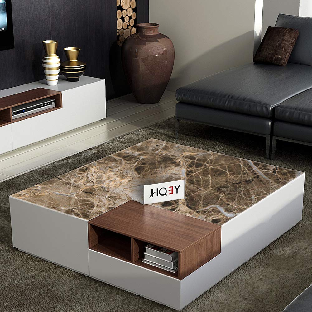 TOTIO Brown Marble Contact Paper Textured Brown Granite Wallpaper Peel Stick Countertop Contact Paper Removable Waterproof Adhesive Thick Matte Marble Look Wall Paper Roll Kitchen Table Vinyl Wrap