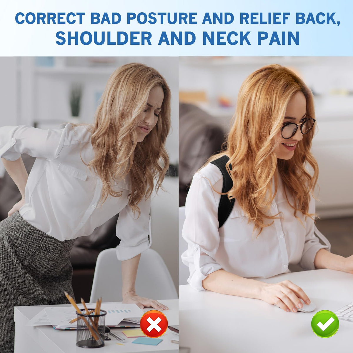 sundpik Posture Corrector for Women and Men, Adjustable Upper Back Brace, Spine Support Straightener, Neck, Shoulder, Back and Lumbar Pain Relief, Comfortable & Breathable