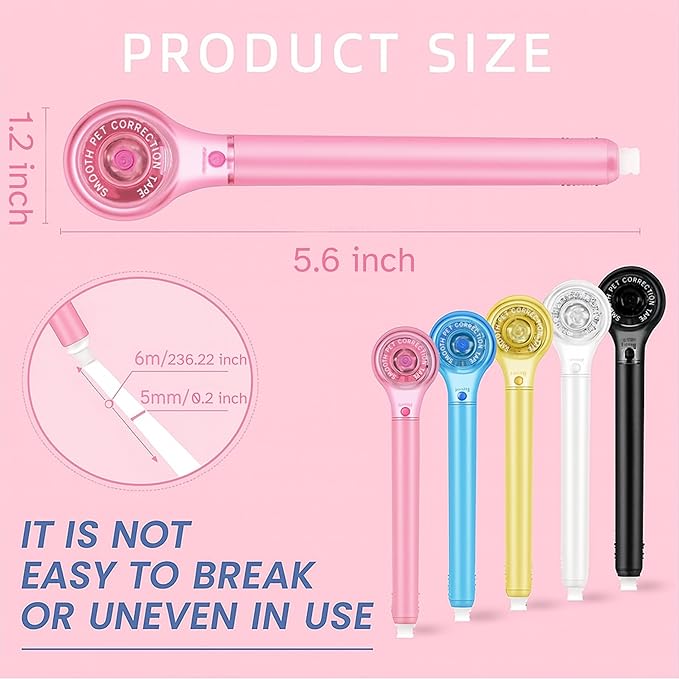 10 PCS Correction Tape Pens White-Out Applicator with Protective Cover, Smooth Ink Tape, Aesthetic Pen Design for School & Office Supplies (Pull-Out)