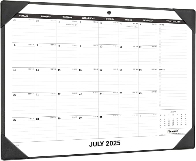 Nekmit Large Desk Calendar 2025-2026 with Desk Protecting Pad, Runs from Jul 2025 - Dec 2026, Office Supplies 21" x 16 1/2" Desktop Calendar for Life Planning or Organizing
