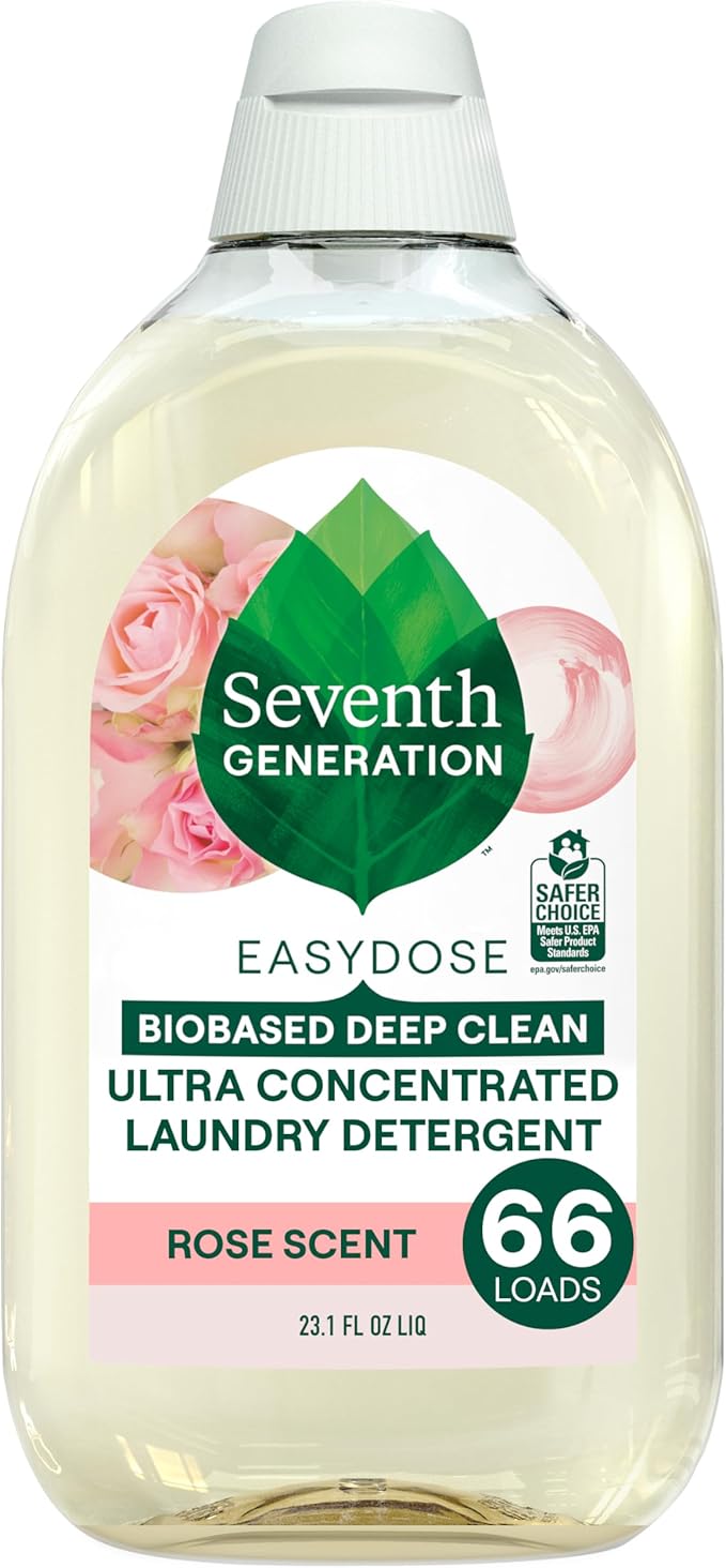 Seventh Generation EasyDose Laundry Detergent, Ultra Concentrated: 66 Loads, Rose Scent, 23.1 Fl Oz
