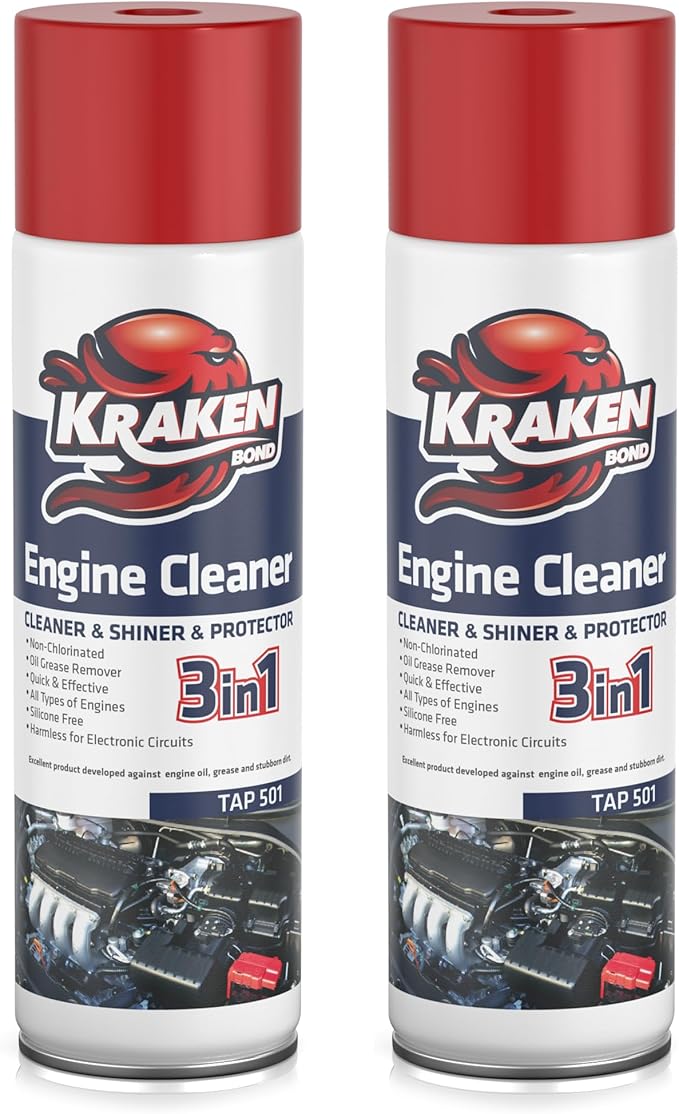 KRAKEN BOND Engine Cleaner Spray - (2x12.3 fl. Oz) Engine Degreaser for Engine Bay, Gunk, and Motor | 2 Pack