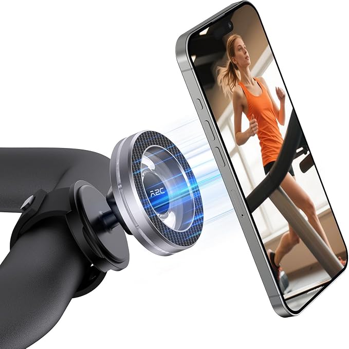 A2C Phone Holder for Peloton Bike, Stroller Phone Holder with Strong Magnets, Adjustable Strap Phone Mount for Shopping Cart, Treadmill, Golf Push Cart, Exercise Bike, Compatible with iPhone & Android