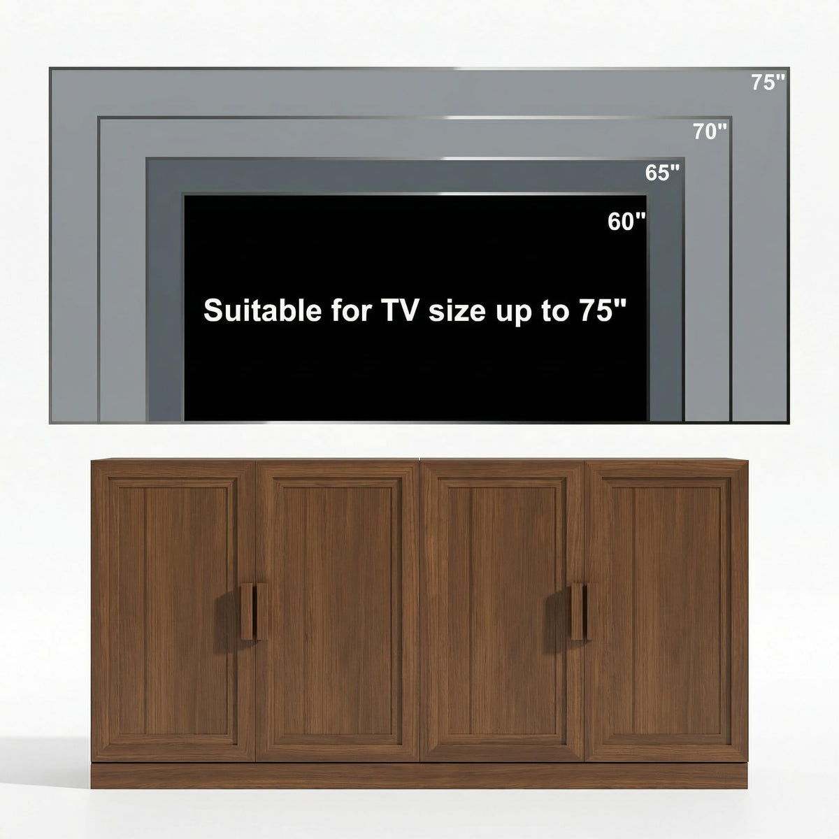 Casaphoria Adam Sideboard Buffet Cabinet with Storage, Sideboard Cabinet with Rattan Doors & Adjustable Shelves, 62" W x 31" H Coffee Bar for Entryway Kitchen Living Room, Walnut