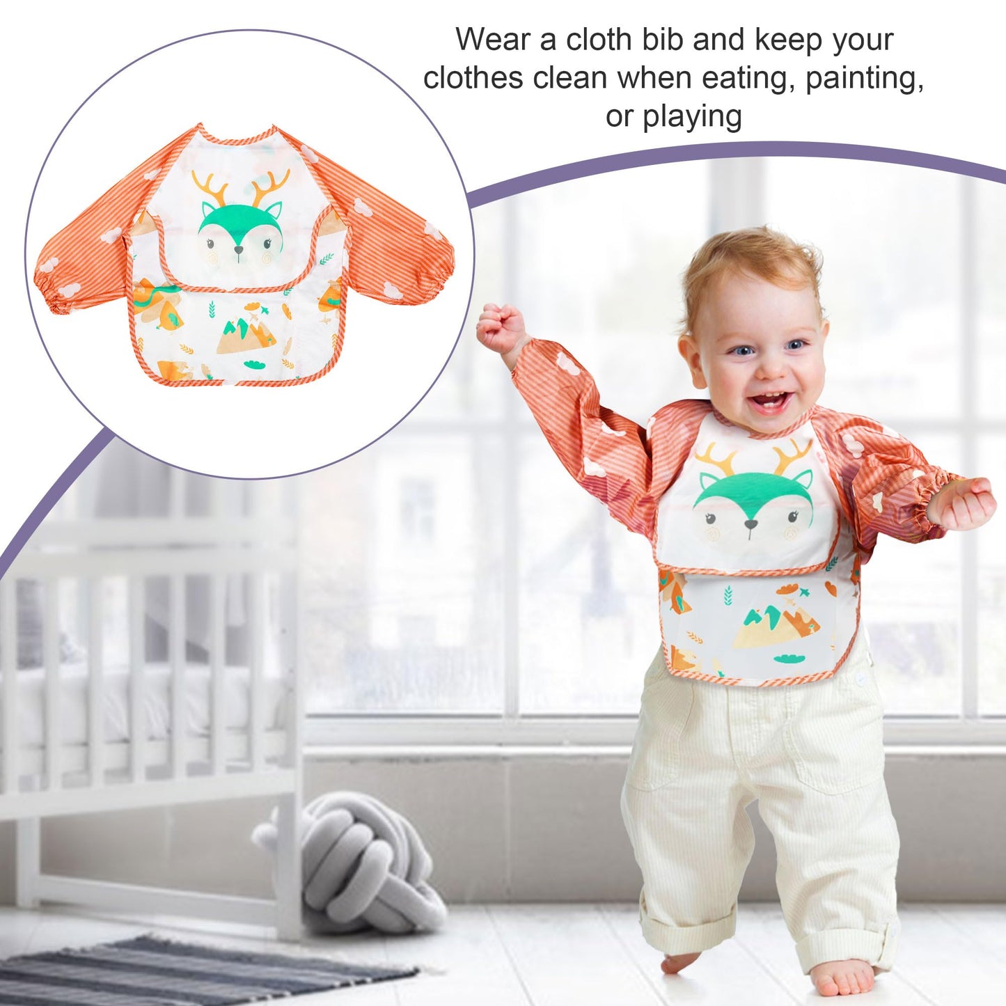 MIICASA Silicone Baby Feeding Set, Baby Led Weaning Supplies, Silicone Suction Butterfly Plate, Bowl, Spoons, Fork and Waterproof Bib & Cloth Bib, Eating Utensils Baby Feeding Essentials (Purple)