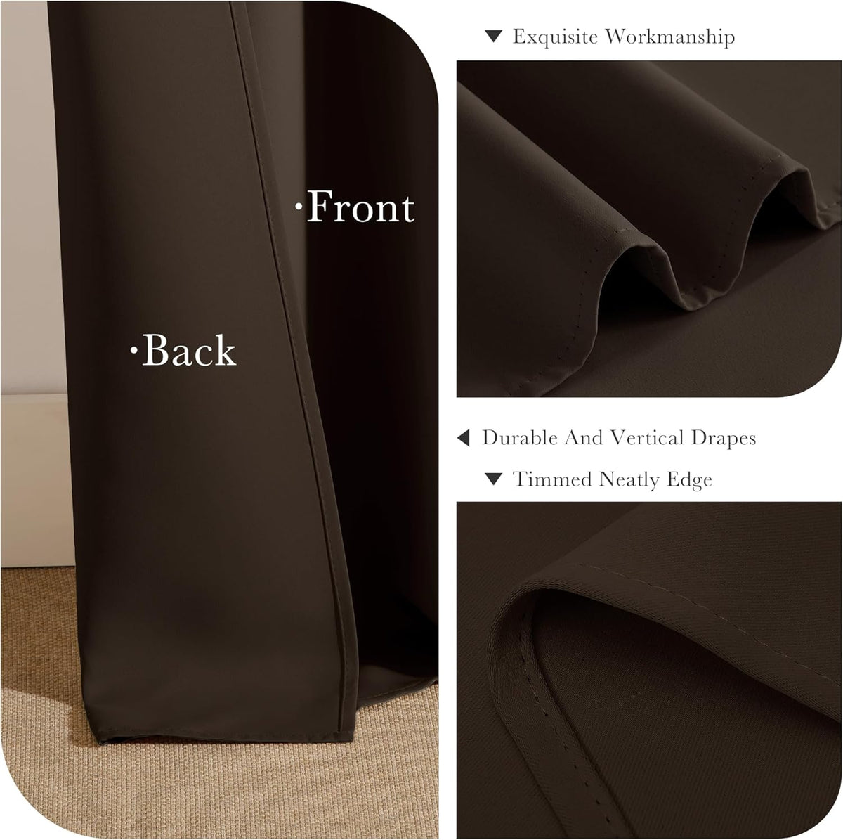 PONY DANCE Blackout Small Curtains 36 inch 2 Panels Set, Room Darkening Short Window Drapes Thermal Insulated Cafe Curtains for Kitchen Dorm Transit Van(2 Panels, W 42 x L 36 inches, Chocolate Brown)