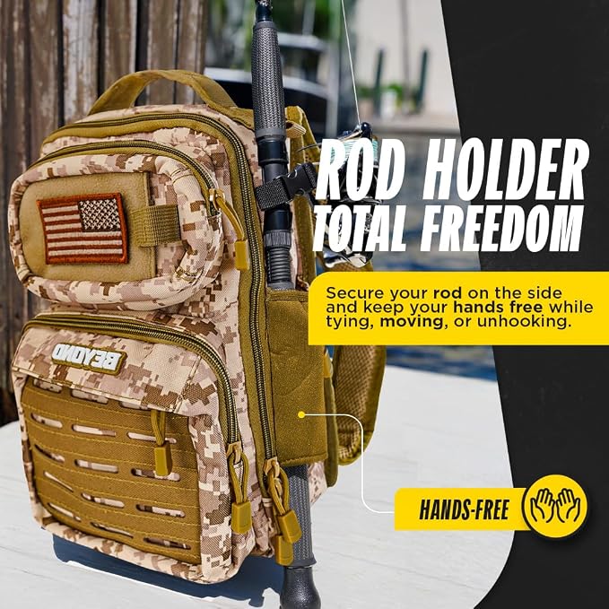 Beyond Fishing Tackle Backpack- The Voyager Tactical Fishing Storage Bag - Lightweight & Compact Bag For Fishing