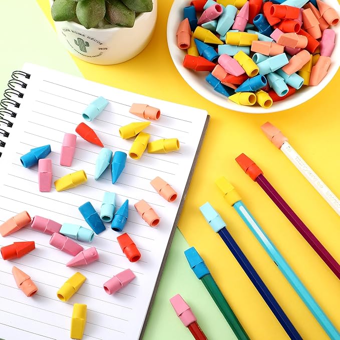 240 Pcs Pencil Top Erasers Cap Bulk Cute Pencil Toppers Erasers School Office Supplies for Students Teachers Art School Office Classroom Supplies(Bright Colors)
