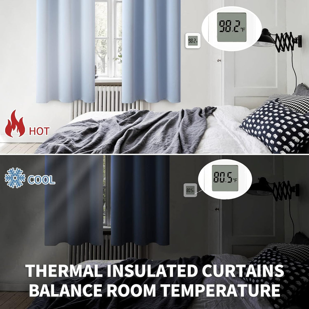 BGment Baby Blue Room Darkening Curtains for Bedroom Kitchen Window 40 Inches Long - Thermal Insulated Short Drapes Privacy for Nursery Kids Cafe Bathroom, 42 x 40 Inch, 2 Panels