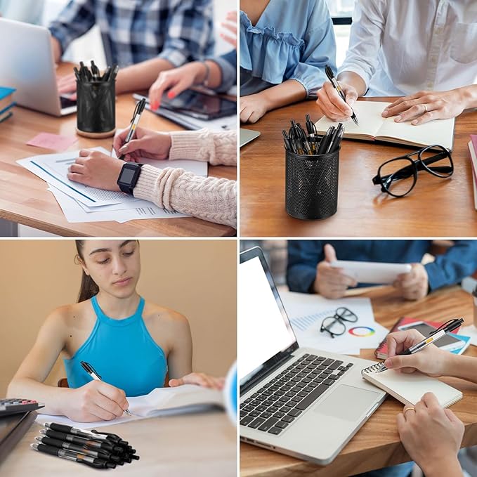 Jetec 500 Pcs Premium Gel Roller Pens Bulk, Fine Point 0.7 mm, Retractable Gel Ink Roller Ball Pens for Writing Journaling Taking Notes Office (Black)