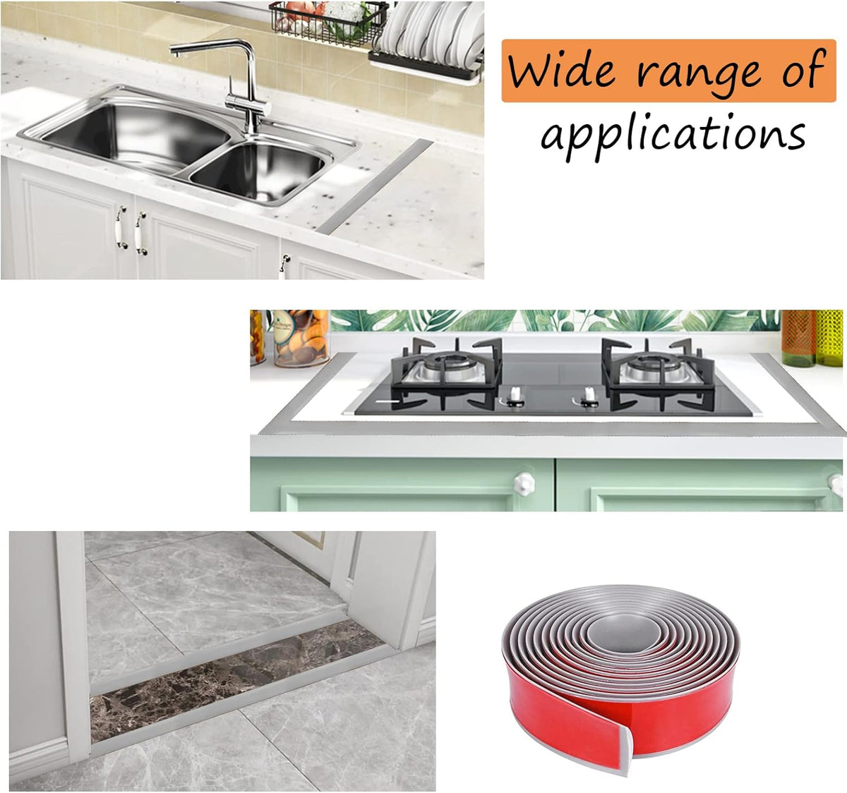 Floor/Door Flat Transition Strip & Self Adhesive Floor Vinyl Floor Edge Trim Laminate Floor Gap Covering Joining Strip