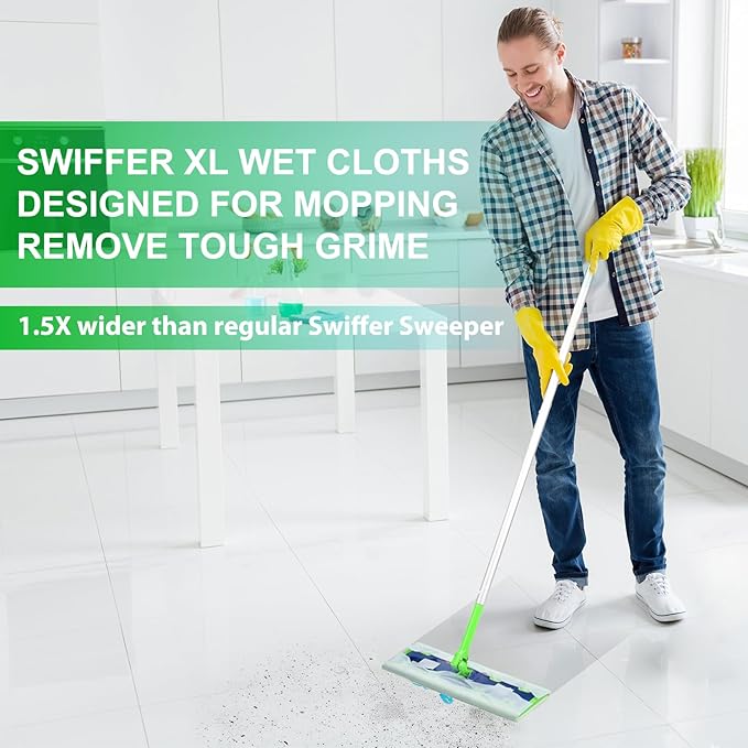 20 Count XL Wet Mopping Cloths for Swiffer Sweeper XL Mop - Disposable X-Large Wet Pad Refills - Multi-Surface Wet Wipes Mopping Pads Refill for Floor Cleaning