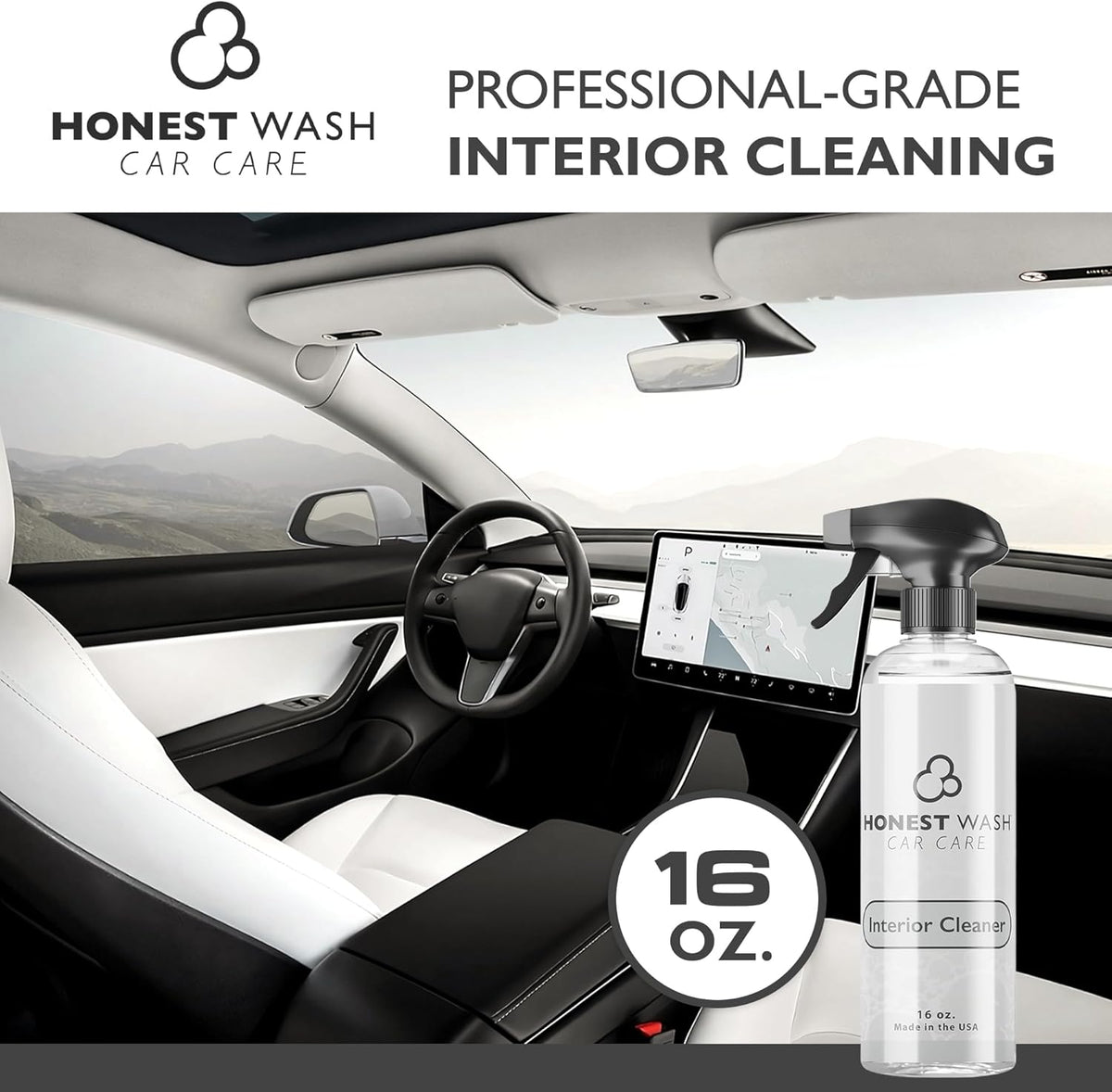 Interior Cleaner Cleans and Shines Rubber, Plastic, and Vinyl | All-Purpose Interior Cleaner for Dashboards, Door Panels, and More | Dries Quickly to a Non-Stick Finish (16 Fl Oz (Pack of 1))