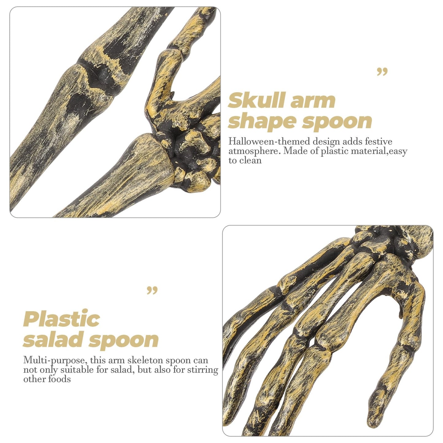 EXCEART Skeleton Arm Staff Halloween Salad Spoon Unique Skeleton Serving Utensil for Kitchen and Party Use 12.58 Inch Plastic Hand Flatware