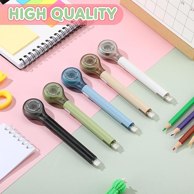 10 Pack Correction Tape Pen Correctional Ink Tape Push Pull Protective, Easy to Use Applicator for School Office Supplies, 0.2 x 236 Inch(Natural Color)